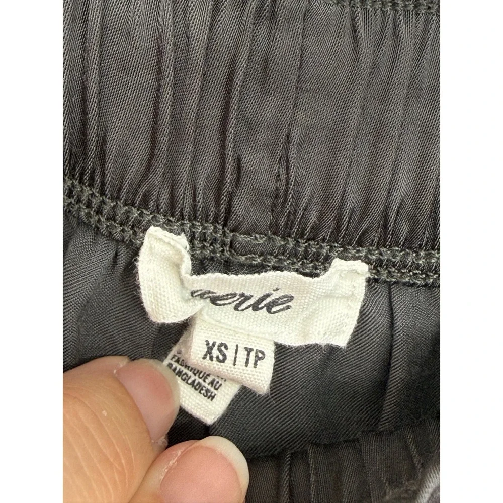 Aerie Womens Charcoal Grey Tiered Ruffle‎ Mini Skirt Silky Viscose Smocked XS